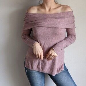 Off-Shoulder Pink Sweater